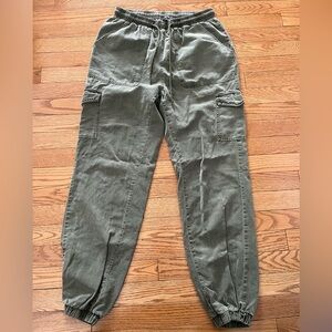 [S/M] 7 For All Mankind Cargo Joggers Womens Green Pull On Drawstring Waist Army